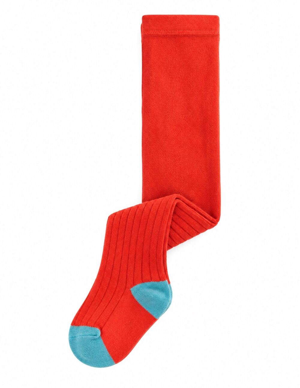 Charming Baby Boden Ribbed Tights - Coral & Aqua, 12-18M